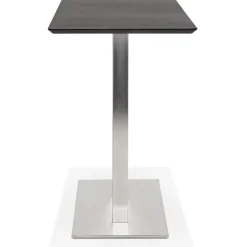 Table haute design 'MAMBO BAR' noire avec pied en métal brossé