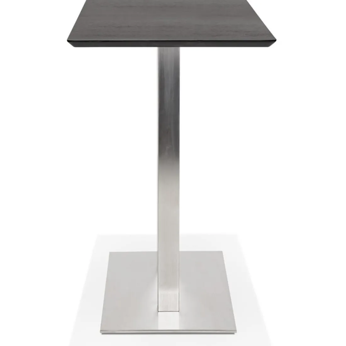 Table haute design 'MAMBO BAR' noire avec pied en métal brossé