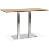 Table haute design 'MAMBO BAR' en bois naturelle avec pied en métal brossé