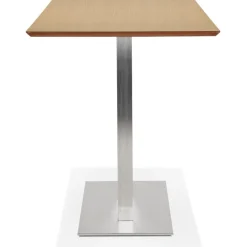 Table haute design 'MAMBO BAR' en bois naturelle avec pied en métal brossé