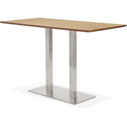 Table haute design 'MAMBO BAR' en bois naturelle avec pied en métal brossé
