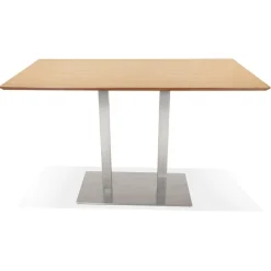 Table haute design 'MAMBO BAR' en bois naturelle avec pied en métal brossé