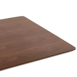 Table haute design 'MAMBO BAR' en bois finition Noyer avec pied en métal brossé