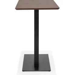 Table haute design 'ZUMBA BAR' en bois finition Noyer avec pied en métal noir