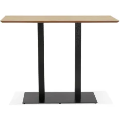 Table haute design 'ZUMBA BAR' en bois finition naturelle avec pied en métal noir