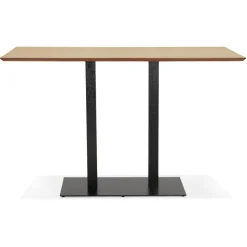 Table haute design 'ZUMBA BAR' en bois finition naturelle avec pied en métal noir
