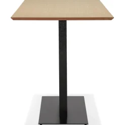 Table haute design 'ZUMBA BAR' en bois finition naturelle avec pied en métal noir