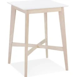 Table haute 'GALLINA' en bois blanc et finition naturelle