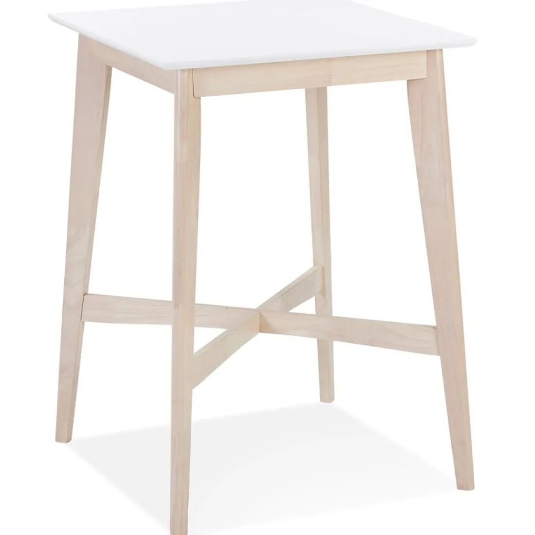 Table haute 'GALLINA' en bois blanc et finition naturelle