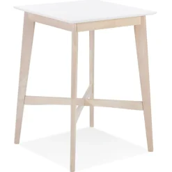 Table haute 'GALLINA' en bois blanc et finition naturelle