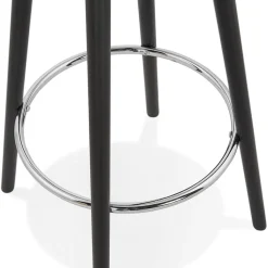 Table haute, Mange-debout rond 'GALA' en bois blanc et pieds noirs