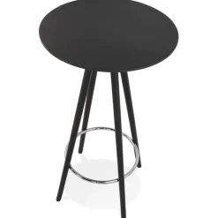 Table haute ou Mange-debout rond 'GALA' design en bois noir