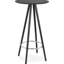 Table haute ou Mange-debout rond 'GALA' design en bois noir
