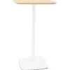 Table haute 'PATATI' en bois finition naturelle et métal blanc