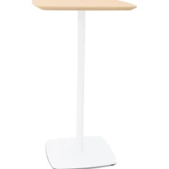Table haute 'PATATI' en bois finition naturelle et métal blanc