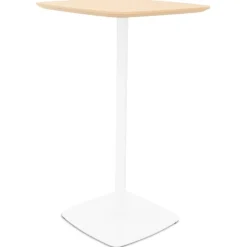 Table haute 'PATATI' en bois finition naturelle et métal blanc