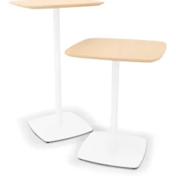 Table haute 'PATATI' en bois finition naturelle et métal blanc