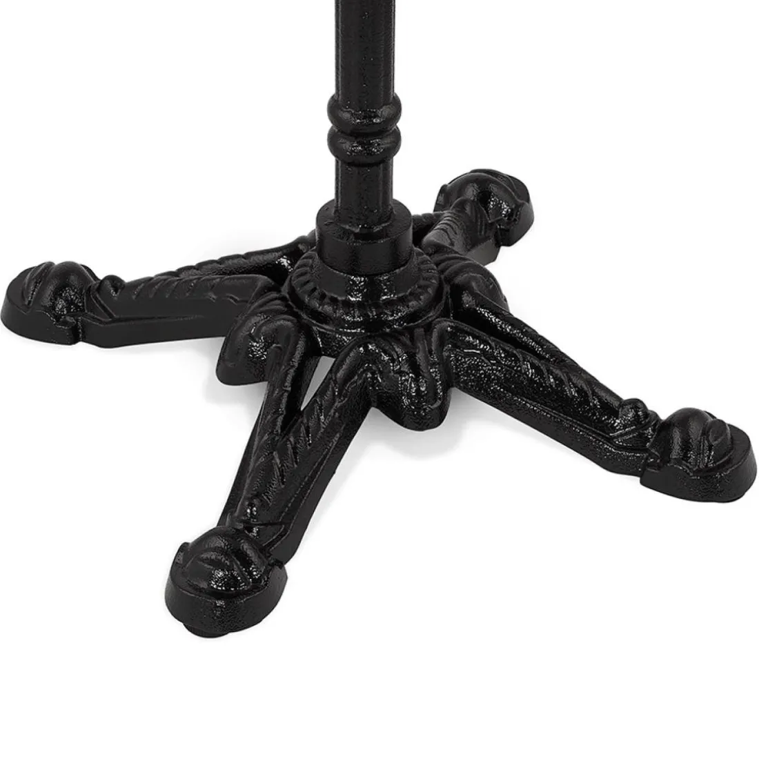 Table haute ronde 'DOMY ROUND' style rustique en pierre blanche effet marbre