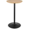 Table haute ronde 'TAMAGO' en bois finition naturelle et métal noir