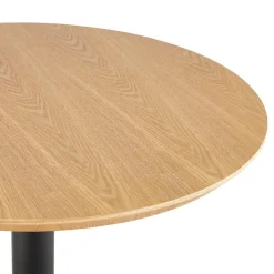 Table haute ronde 'TAMAGO' en bois finition naturelle et métal noir