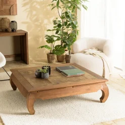 Table opium en teck recyclé plateau mosaïque SIXTINE