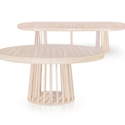 Table ovale extensible Eliza Effet Travertin Beige