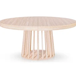 Table ovale extensible Eliza Effet Travertin Beige