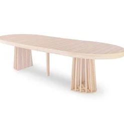 Table ovale extensible Eliza Effet Travertin Beige