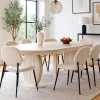 Table ovale extensible Icarios avec pieds design Effet travertin Beige