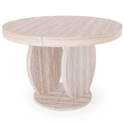 Table ovale extensible Icarios avec pieds design Effet travertin Beige