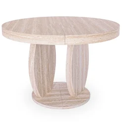 Table ovale extensible Icarios avec pieds design Effet travertin Beige
