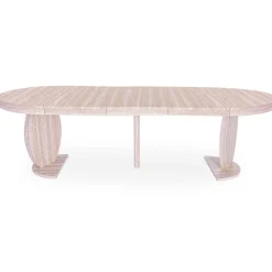 Table ovale extensible Icarios avec pieds design Effet travertin Beige