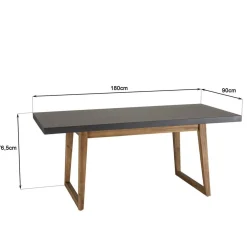 Table rectangulaire effet béton foncé HECTOR