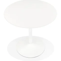 Table ronde design 'CHIVA' en bois et métal blanc