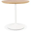 Table ronde design 'HUSH' en bois finition naturelle et métal blanc