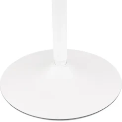 Table ronde design 'HUSH' en bois finition naturelle et métal blanc