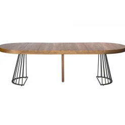 Table ronde extensible Grivery Bois Noisette pieds Noir