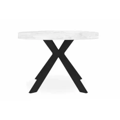Table Ronde Extensible Noire Et Effet Marbre