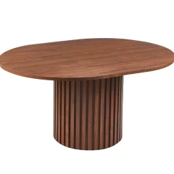 Table ronde extensible pied central style colonne Burkina Bois Noisette