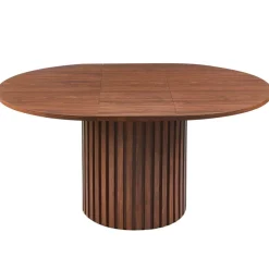Table ronde extensible pied central style colonne Burkina Bois Noisette