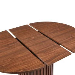 Table ronde extensible pied central style colonne Burkina Bois Noisette