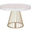 Table Ronde Extensible SORA Effet Marbre Pieds Or
