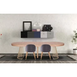 Table ronde extensible Soare Chêne Clair pieds Or