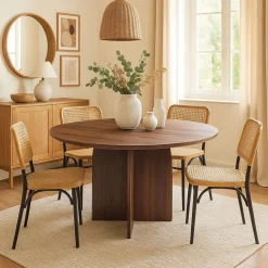 Table ronde élégante Calyptus Bois foncé