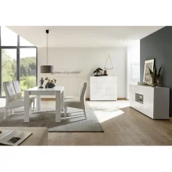 Table salle à manger MIRO laqué blanc brillant