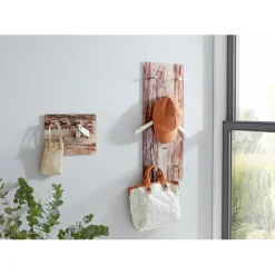 Tableau à clés en Verre trempé avec motif imprimé Ecorce et 4 crochets en optique Inox