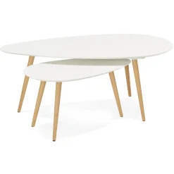 Tables gigognes design 'TETRYS' blanches