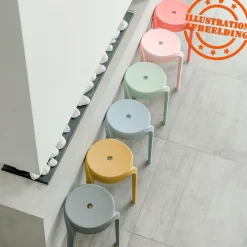 Tabouret bas empilable 'POMPA en matière plastique blanc