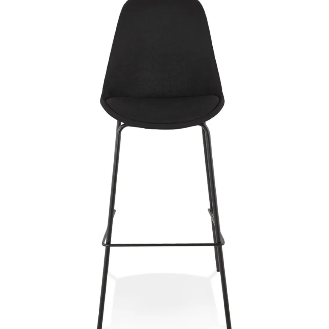 Tabouret de bar 'ALOE' en tissu noir avec pied en métal