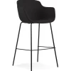 Tabouret de bar avec accoudoirs 'FORTI' en tissu noir